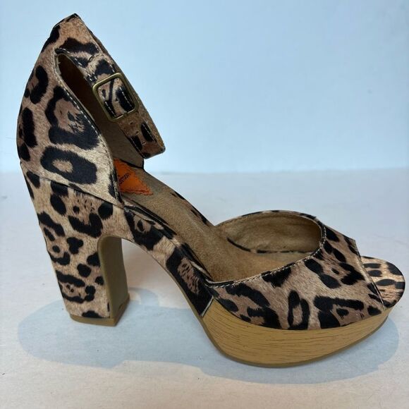 Rocket Dog Women's Leopard Print Platform High Heels Open Toe Tan/blk size 6M - Picture 4 of 8
